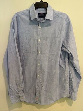 Vineyard Vines Men’s Classic Fit Murray Blue Button-Down Shirt Office Preppy Med